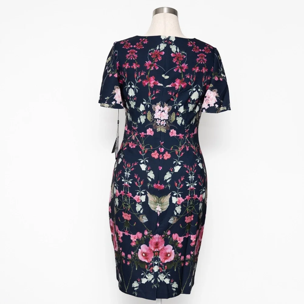 Adrianna‎ Papell -  Floral Crepe Sheath Dress